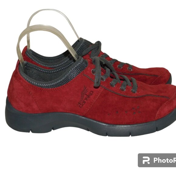 Dansko Elisa Red Suede Lace Up Athletic Oxford Sneakers Size 37 US Size 6.5-7